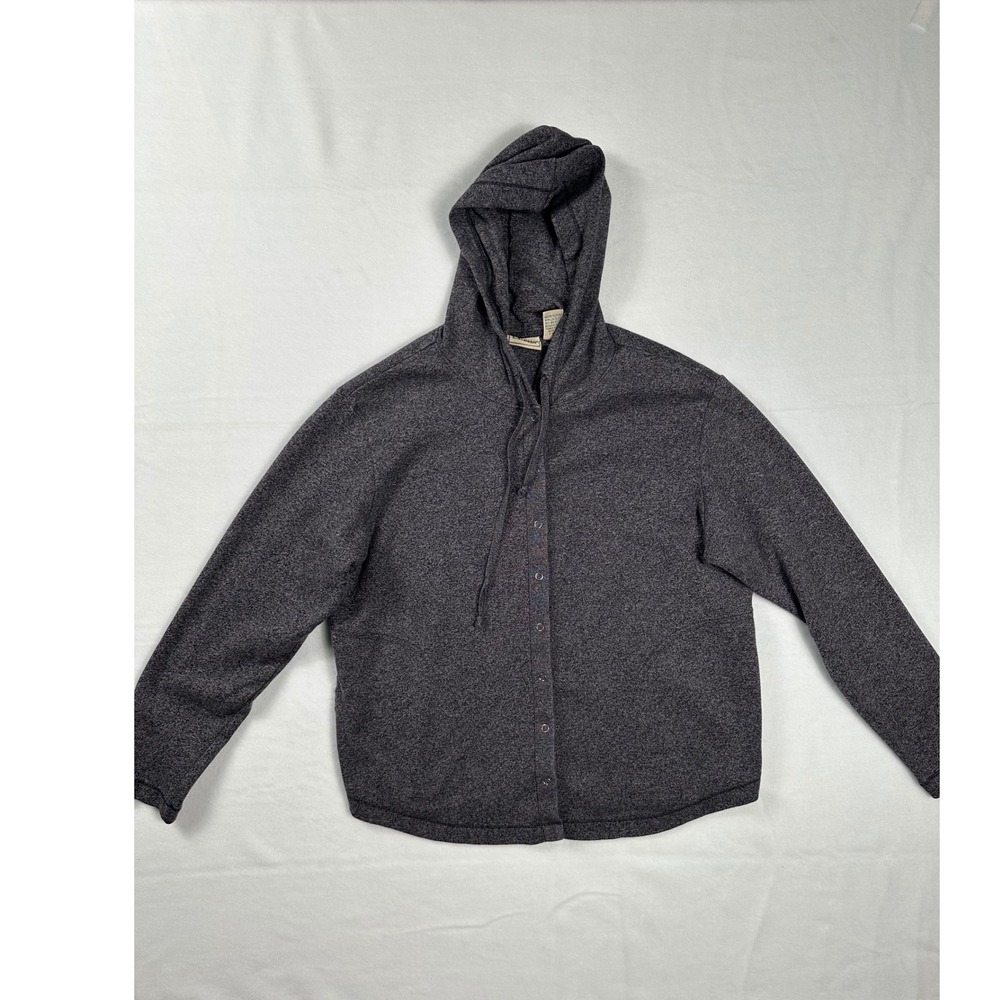 Charcoal Gray‎ Button Front Hoodie Knit Cardigan Sweater Jacket